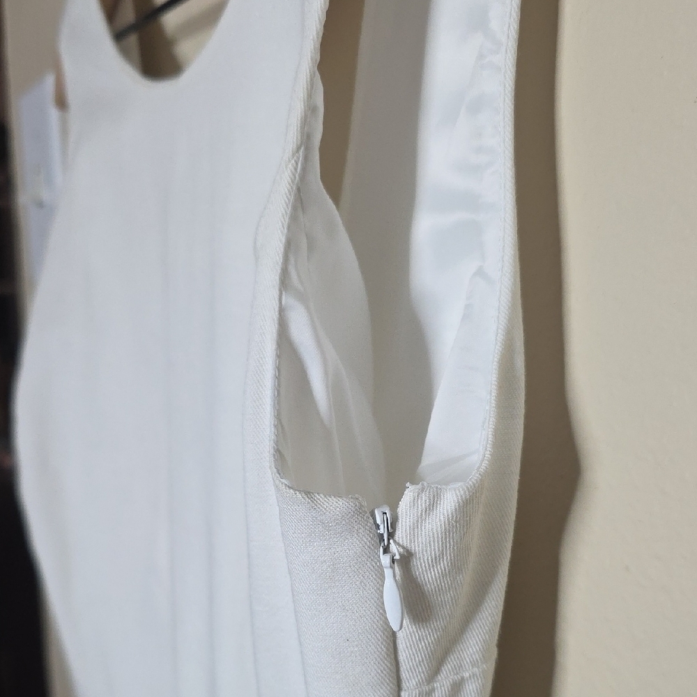 J.Crew White Cotton Linen Blend Sleeveless Bow Back Sheath Dress Size 0 - Picture 9 of 17